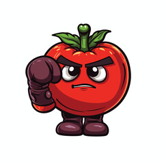 cute cartoon tomato boxer vector illustration