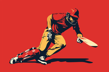 vector illustration of batsmen playing cricket
