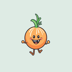 cartoon running onion vector illustration flat design