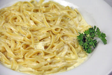 Fettuccine Alfredo Italian Restaurant Food Pasta White Dish