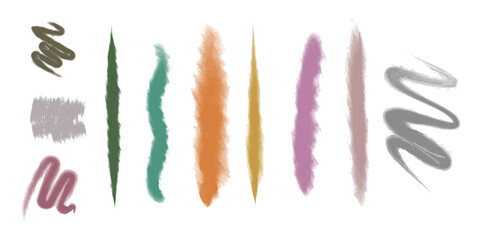 Vector grungy paint brush strokes collection. Calligraphy straight smears, stamp, lines.