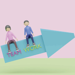 Work team concept. Realistic 3d object cartoon style.