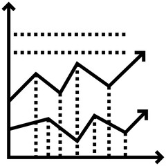 Solid icon of a curve chart 