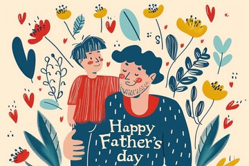 father and son enjoying at the mountain copy space banner, fathers day banner with copy space, cute kid and father enjoying peace at the mountains