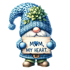 Cute Gnomes Mother's Day, Watercolor I love mom gnomes clipart