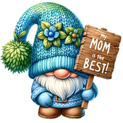 Cute Gnomes Mother's Day, Watercolor I love mom gnomes clipart