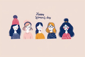 International women's day banner vector, different cultural women celebrating women's day vector illustration