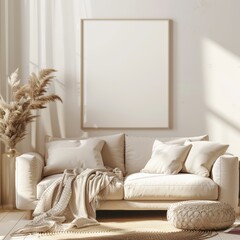 Empty Wall Art Frame Mockup in Minimalist Setting