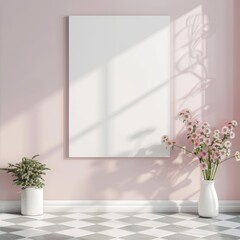 Empty Wall Art Frame Mockup in Minimalist Setting