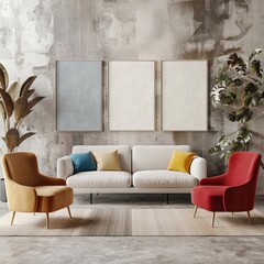 Empty Wall Art Frame Mockup in Minimalist Setting