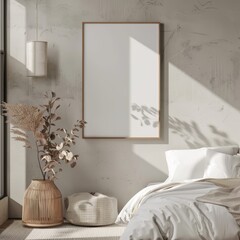 Empty Wall Art Frame Mockup in Minimalist Setting