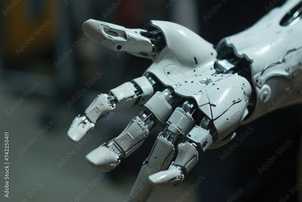 Aufkleber a robotic hand is highlighted in this photo, showcasing its advanced capabilities and functionality,