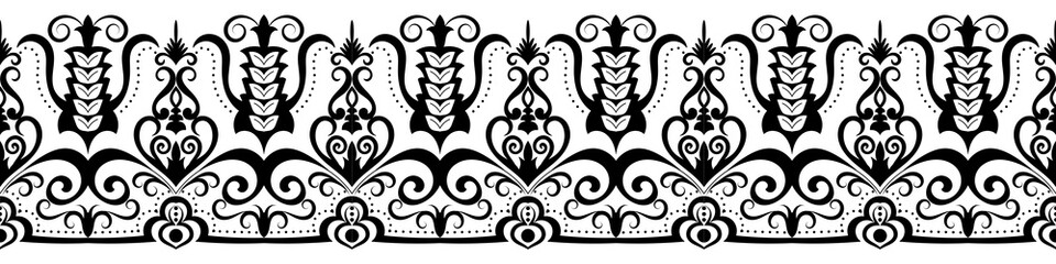 black abstract seamless scrolling flower element for pattern brushes