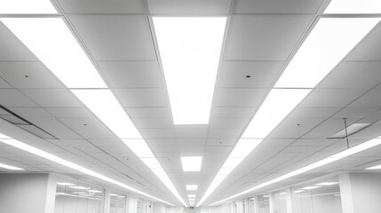 Fluorescent lamp on white ceiling