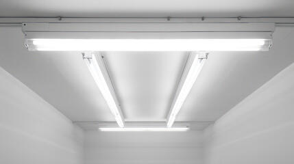 Fluorescent lamp on white ceiling