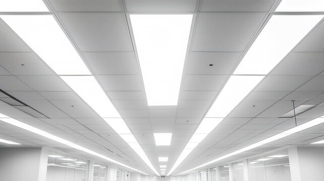 Fluorescent lamp on white ceiling