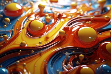 Abstract background with oil paint splashes and bubbles