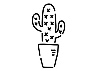 かわいいサボテンの観葉植物／手描きイラスト