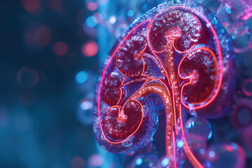 Human kidney cross section anatomy - obrazy, fototapety, plakaty