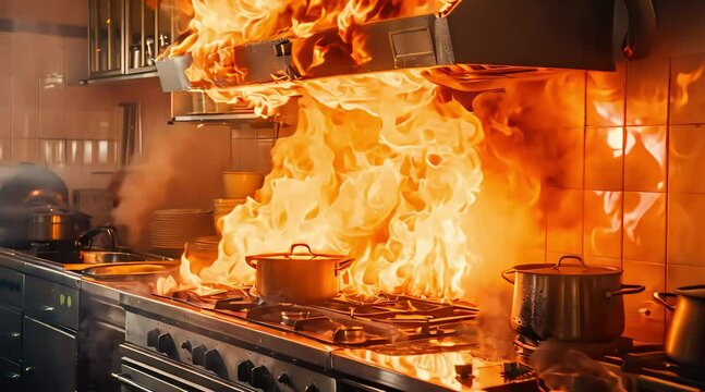 Kitchen under fire (mov) made with Ai generative technology