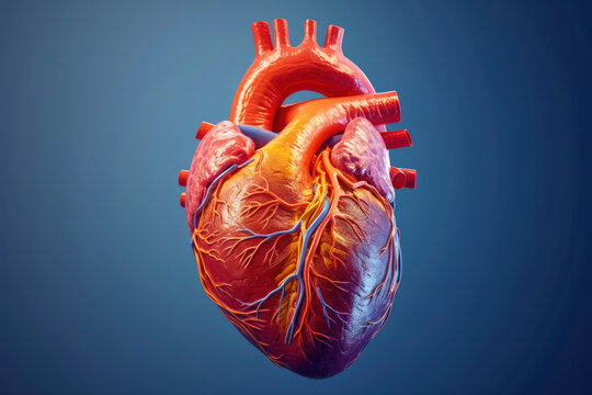 Human heart with blocked arteries