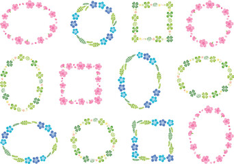 春　植物　花　イラストフレームセット