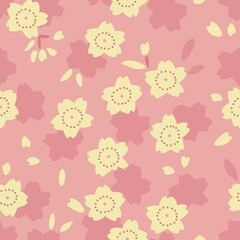 Japanese Cute Cherry Blossom Fall Vector Seamless Pattern