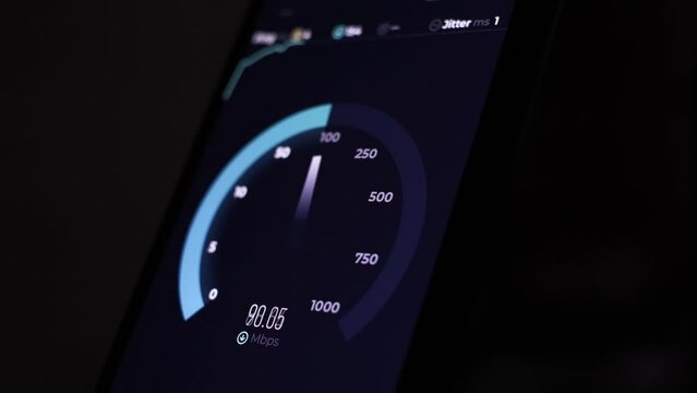 Internet speed test on a smartphone