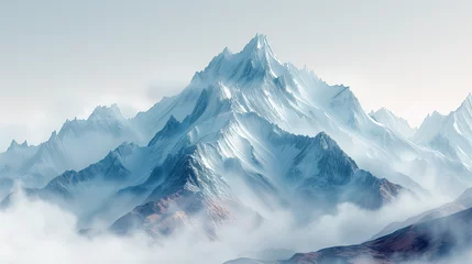 Foto op Canvas landscape with snow,  Picturesque landscape with majestic mountain peaks on white background, Ai generated image © FH Multimedia