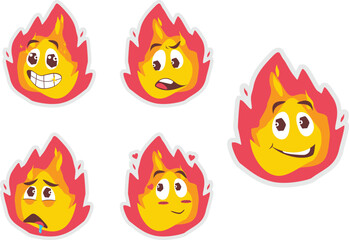 Fire emoji vector illustration with many pose and reaction set © Letterstock Std
