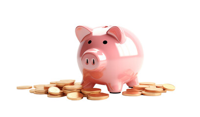 pink piggy bank with gold coins
