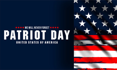 Patriot Day , 9/11 Memorial Background Design. Vector banner design template for Patriot Day. Vector Illustration.	