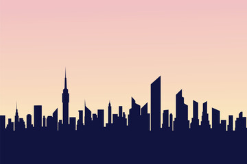 Fototapeta premium city skyline at sunset vector illustration