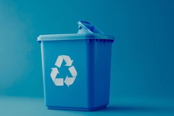 Blue Trash Can With Recyclable Lid. Generative AI