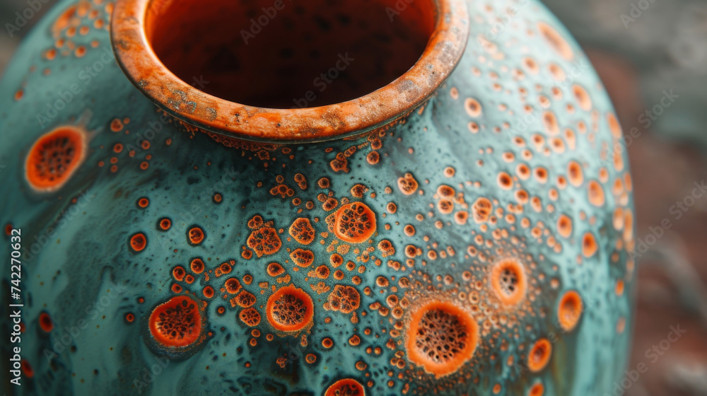 Poster texture of a finished ceramic piece highlighting the beautiful imperfections and variations in glaze