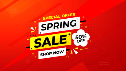 Spring Sale Promotion Banner template. spring offer sale label and discounts background. spring Promotion marketing poster design for web and Social.