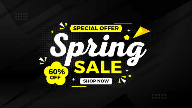 Spring Sale Promotion Banner template. spring offer sale label and discounts background. spring Promotion marketing poster design for web and Social.