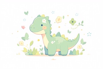 Obraz premium Cute dinosaur illustration, children education concept illustration