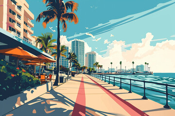 Postcard of Miami on a sunny day - obrazy, fototapety, plakaty