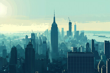 Fototapeta na wymiar Postcard of New York on a sunny day