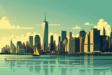 Photo sur Plexiglas Etats Unis Postcard of New York on a sunny day