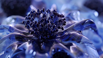 Ferrofluid Fusion: Lobelia's delicate petals transform into a cosmic spectacle with the infusion of ferrofluids and lava. - obrazy, fototapety, plakaty