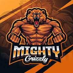 Mighty grizzly esport mascot logo design