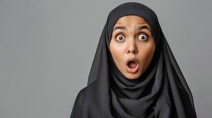 The candid expression of a young Malay Muslim woman with a shocked facial expression, captured her genuine surprise or disbelief. Generative AI technology