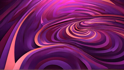 Fototapeta premium Illustration art of abstract illusion of spiral with geometric shapes of pink and violet neon lines against purple background.