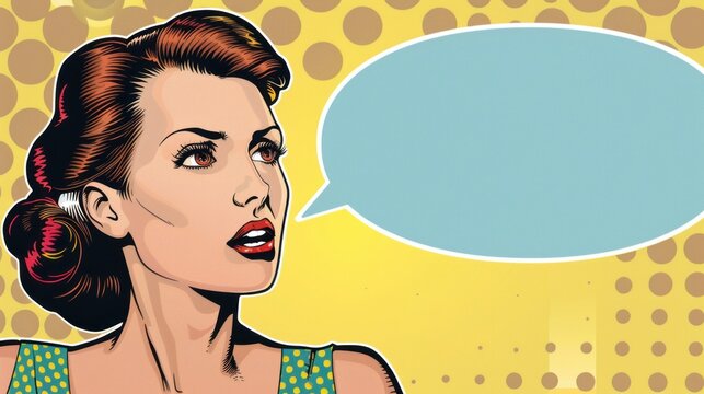 Retro Comic Style Woman With Thought Bubble