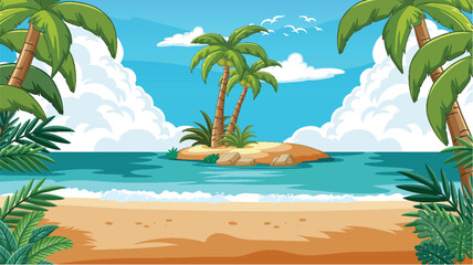 Vector illustration of a serene tropical beach scene