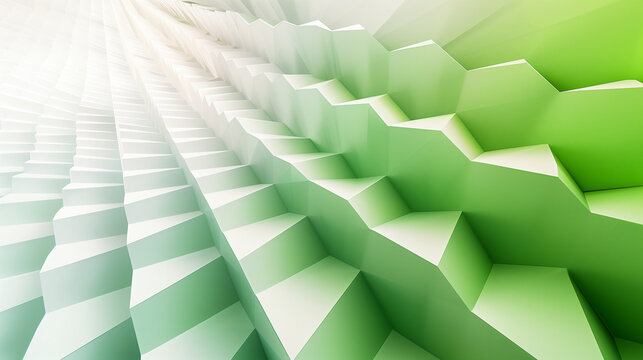 Arri&egrave;re-plan 3D g&eacute;om&eacute;trique et abstrait, d&eacute;grad&eacute; du vert au blanc