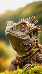 Portrait of tuatara, an ancient reptile native to New Zealand