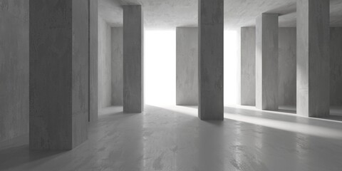 Abstract empty concrete interior. Minimalistic dark room design template